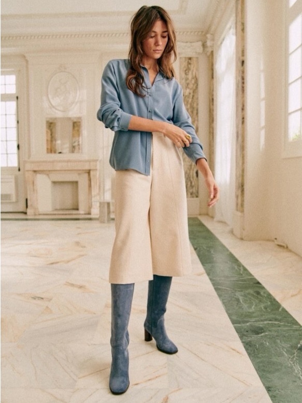 Sezane Ann Shirt in Vintage Blue, Size XS/2 (34)